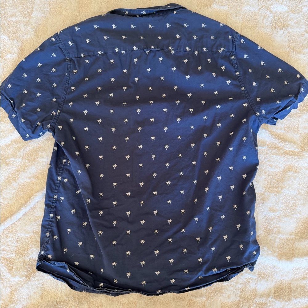 Dark Blue Palm Tree button down - Picture 2 of 3